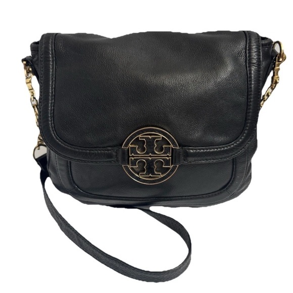 Tory Burch  Crossbody  handbag Black Leather  Purse Shoulderbag Satchel Tote - Picture 1 of 13